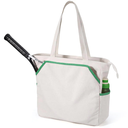 SMRITI Tennis Tote Bag Canvas Large Sports Handbag Tennis Racket Bag for Women Portable Tennis Racquet Shoulder Bag for Badminton Pickleball Padel