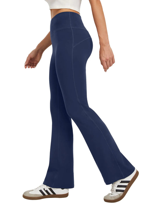 FireSwan Bootcut Flare Yoga Pants Women High Waist Flare Leggings Yoga Work Pants Seamless Workout Leggings Navy Blue