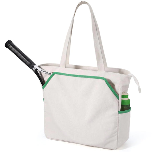 SMRITI Tennis Tote Bag Canvas Large Sports Handbag Tennis Racket Bag for Women Portable Tennis Racquet Shoulder Bag for Badminton Pickleball Padel